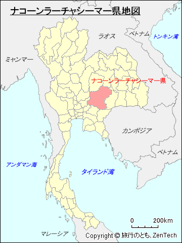 タイ王国ナコーンラーチャシーマー県地図
