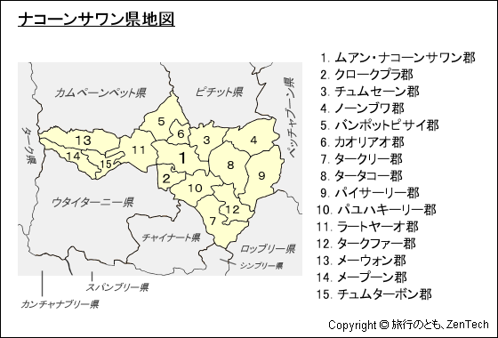 ナコーンサワン県地図