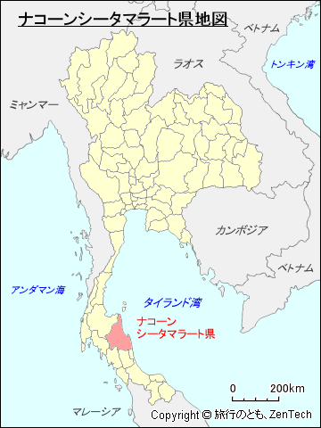 タイ王国ナコーンシータマラート県地図