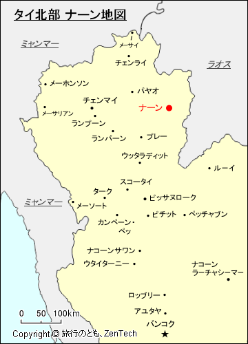 タイ北部 ナーン地図