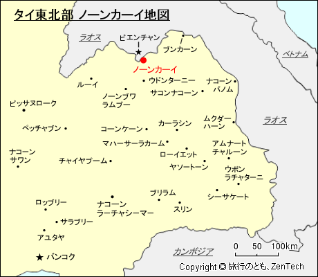 タイ東北部 ノーンカーイ地図