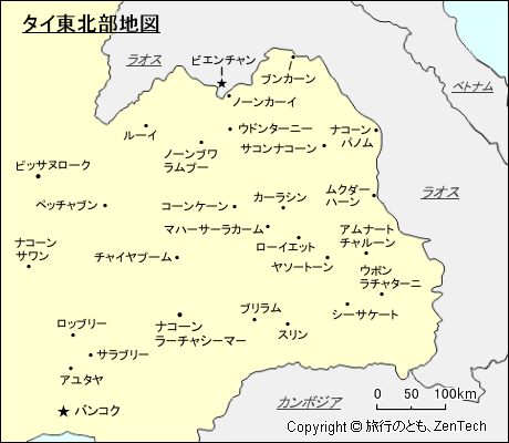 タイ東北部地図