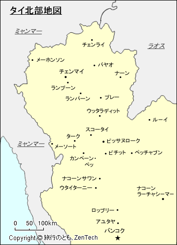 タイ北部地図