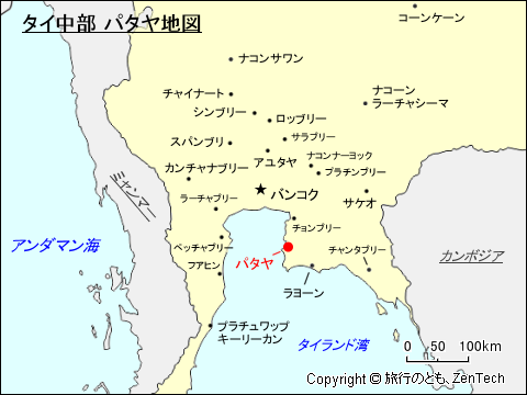 タイ中部 パタヤ地図