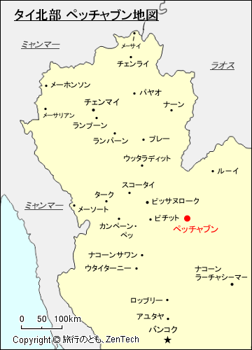 タイ北部 ペッチャブン地図