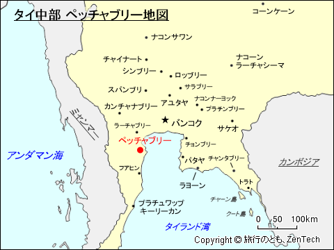 タイ中部 ペッチャブリー地図