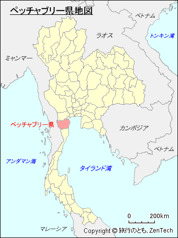 タイ王国ペッチャブリー県地図