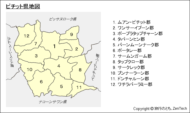 ピチット県地図