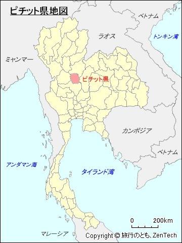 タイ王国ピチット県地図