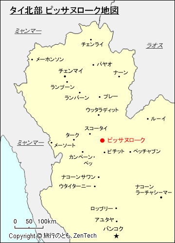タイ北部 ピッサヌローク地図
