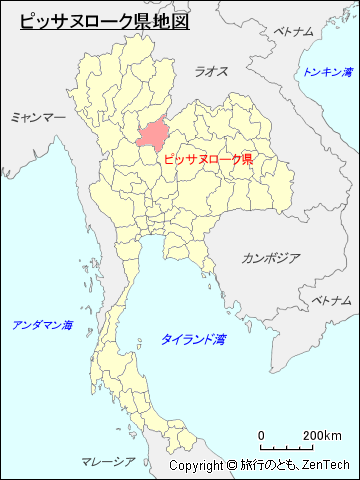 タイ王国ピッサヌローク県地図