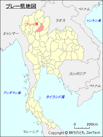 タイ王国プレー県地図