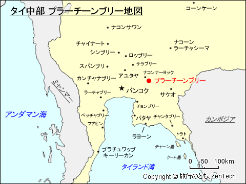 タイ中部 プラーチーンブリー地図