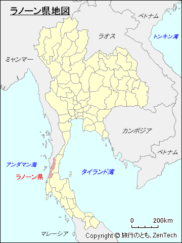 タイ王国ラノーン県地図