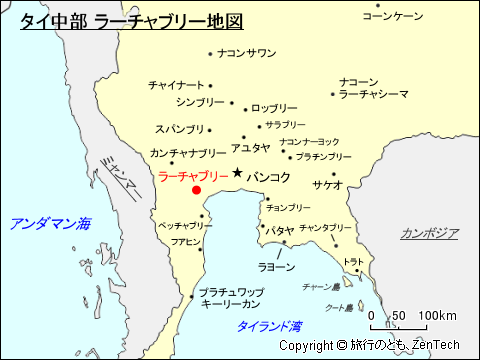 タイ中部 ラーチャブリー地図