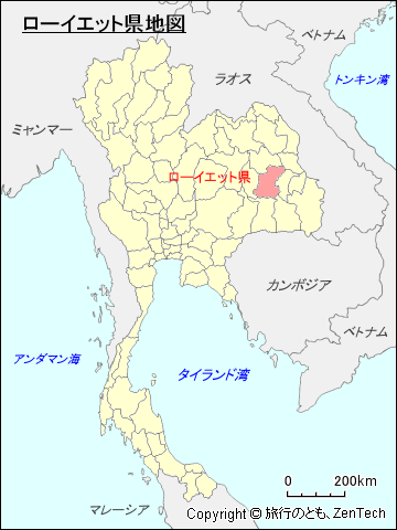 タイ王国ローイエット県地図