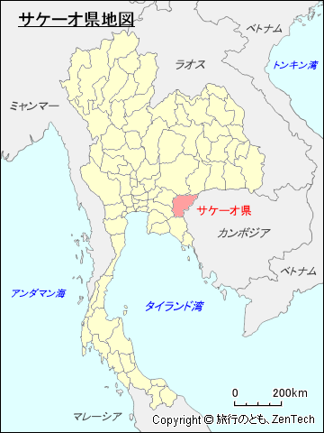 タイ王国サケーオ県地図