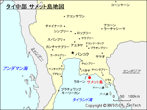 タイ中部 サメット島地図