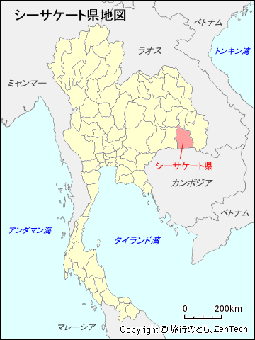 タイ王国シーサケート県地図