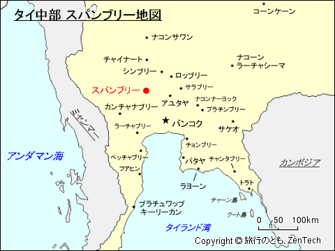 タイ中部 スパンブリー地図