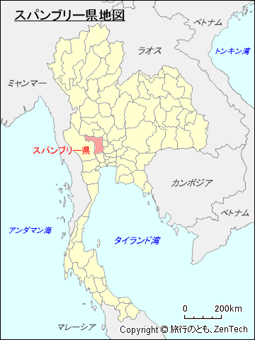 タイ王国スパンブリー県地図
