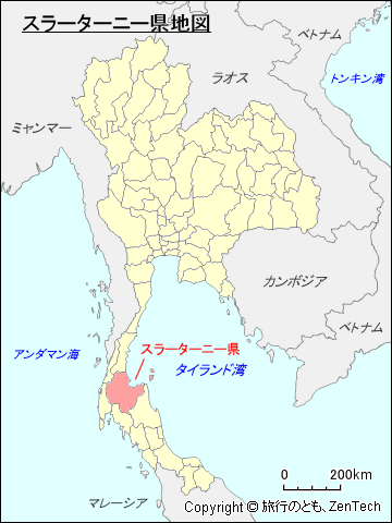 タイ王国スラーターニー県地図