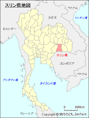 タイ王国スリン県地図