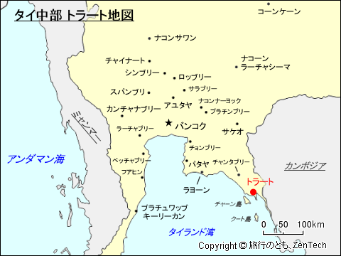 タイ中部 トラート地図