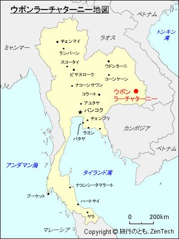 ウボンラーチャターニー地図