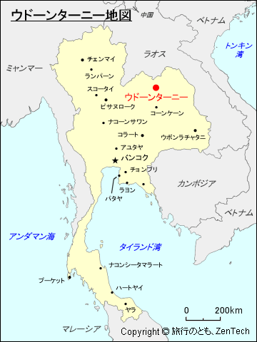 ウドーンターニー地図