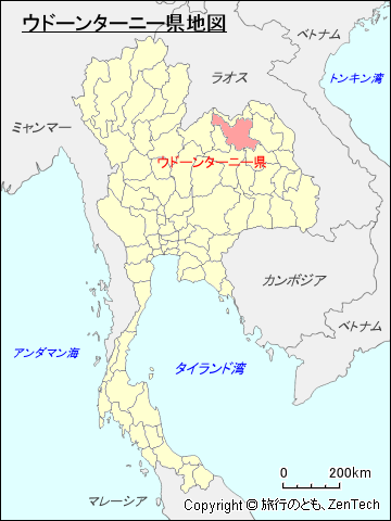 タイ王国ウドーンターニー県地図