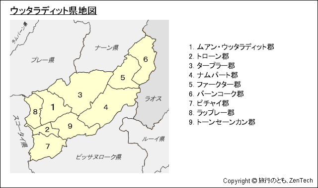 ウッタラディット県地図