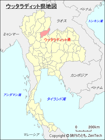 タイ王国ウッタラディット県地図