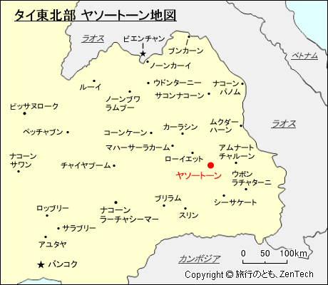 ヤソートーン地図