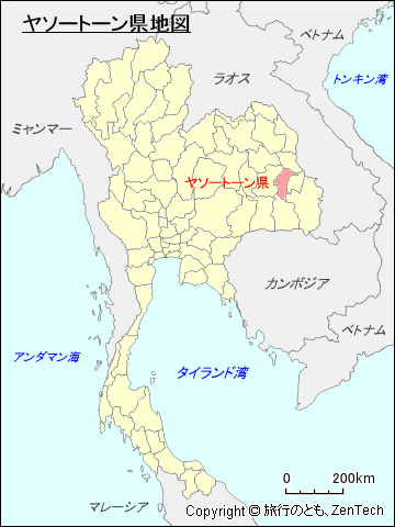 タイ王国ヤソートーン県地図