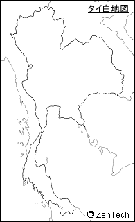 タイ白地図(国境線入り)、小サイズ