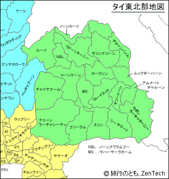 タイ東北部地図