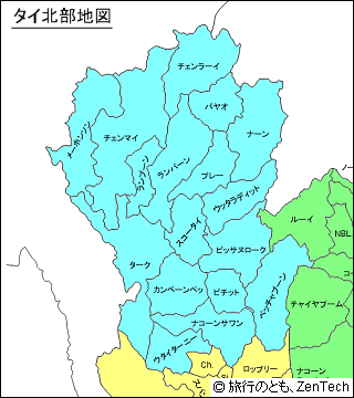 タイ北部地図