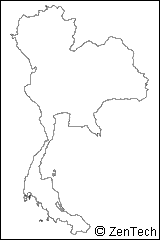 国境と海岸線のみタイ白地図