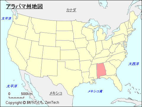 アメリカ合衆国アラバマ州地図