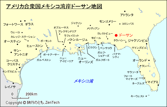 アメリカ合衆国メキシコ湾岸ドーサン地図