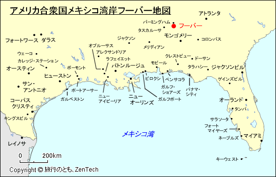 アメリカ合衆国メキシコ湾岸フーバー地図