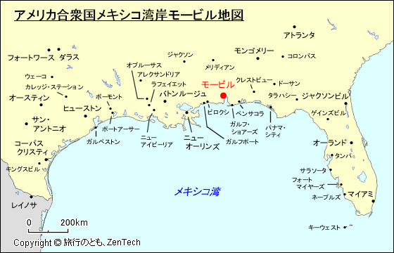 アメリカ合衆国メキシコ湾岸モービル地図