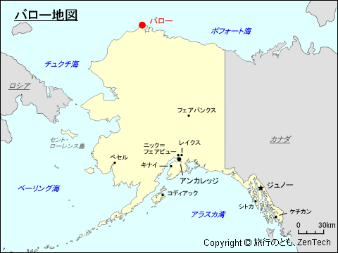 アラスカ州におけるバロー地図