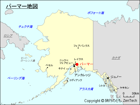 アラスカ州におけるパーマー地図