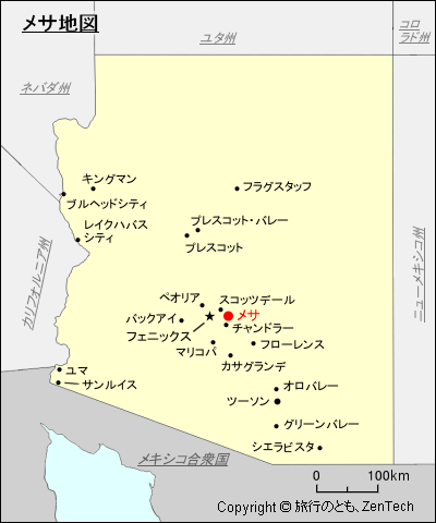 アリゾナ州メサ地図