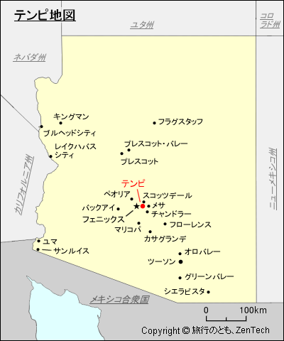 アリゾナ州テンピ地図