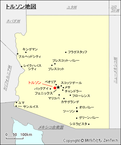 アリゾナ州トルソン地図