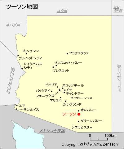 アリゾナ州ツーソン地図