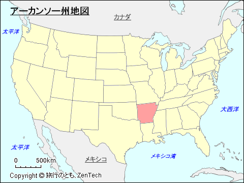 アメリカ合衆国アーカンソー州地図